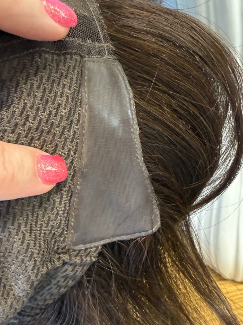 Human hair dark brown short shoulder length wig